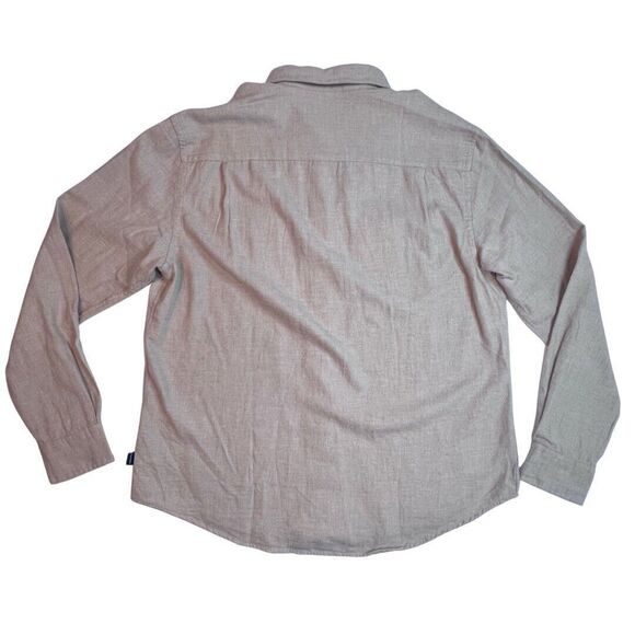 Crown & Ivy Shirt Mens Medium Beige Cozy Cotton Flannel Preppy Button Up Top - Picture 6 of 9